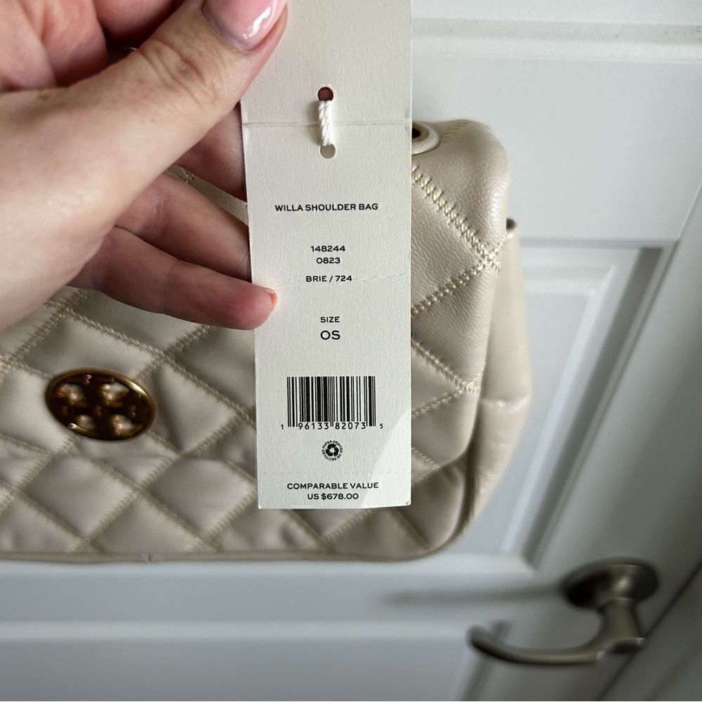 Tory Burch Cream Quilted Willa Shoulder Bag - Picture 2 of 5